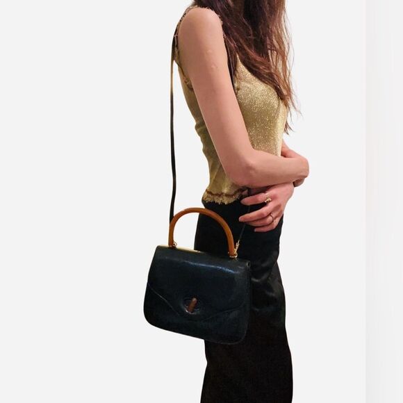 Gucci Top Handle black lizard print Bag - Picture 1 of 16